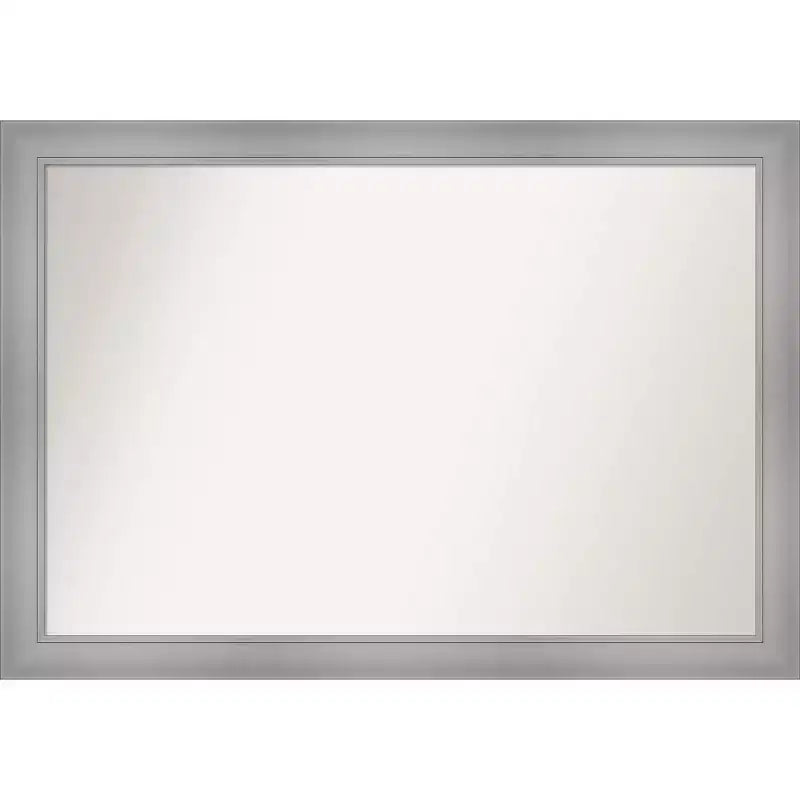 40" x 28" Non-Beveled Flair Bathroom Wall Mirror Polished Nickel - Amanti Art: Includes Mounting Hardware