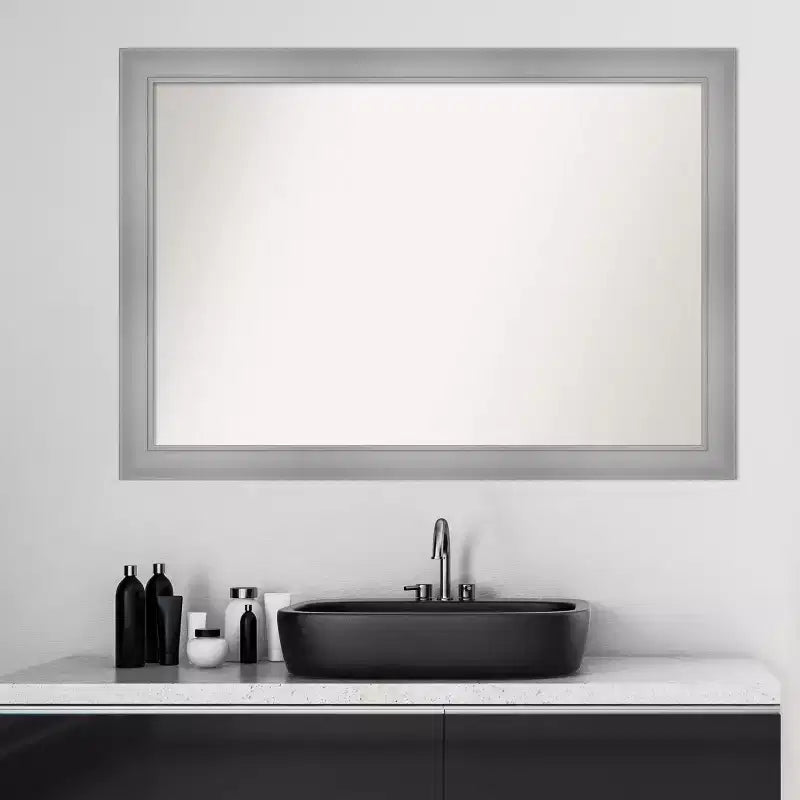 Miroir mural de salle de bain non biseauté nickel poli