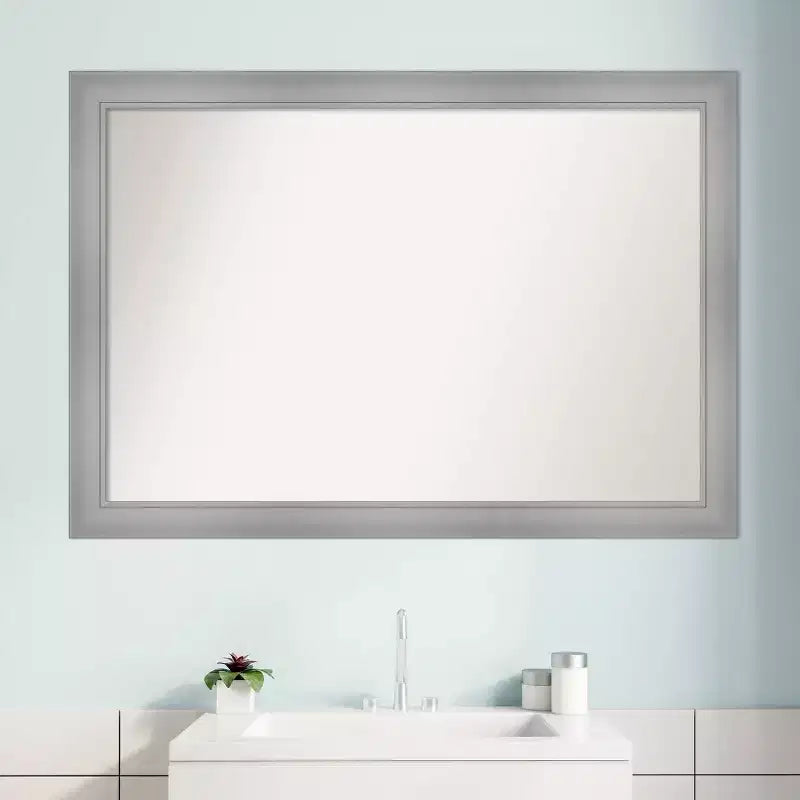 Miroir mural de salle de bain non biseauté nickel poli