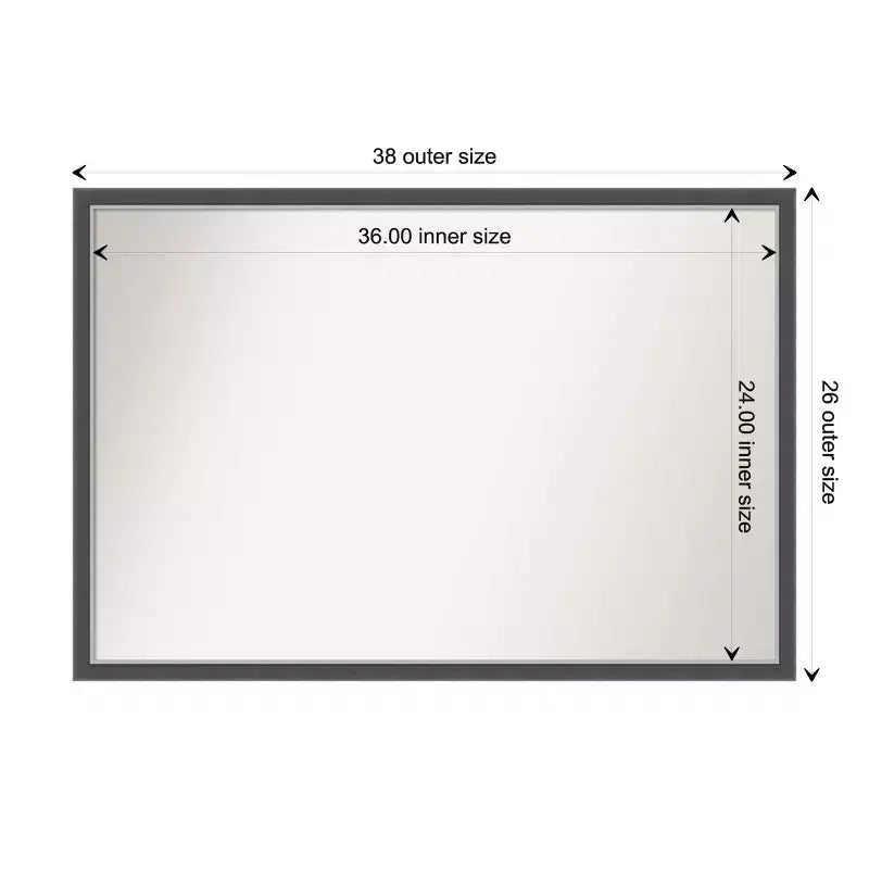 Miroir mural fin de salle de bain non biseauté Cadre en polystyrène noir, Fixation murale