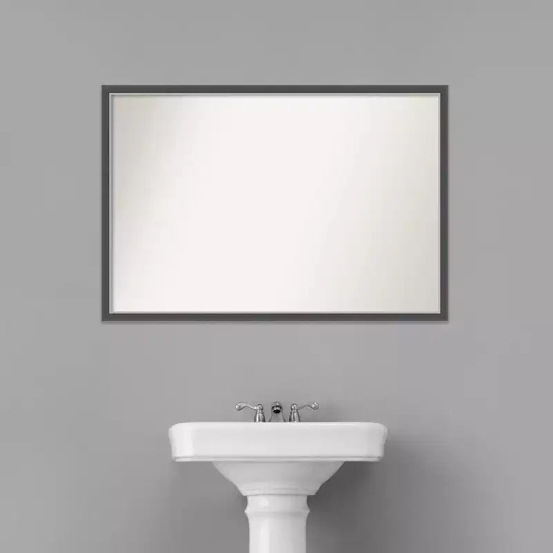 Miroir mural fin de salle de bain non biseauté Cadre en polystyrène noir, Fixation murale