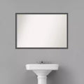 Miroir mural fin de salle de bain non biseauté Cadre en polystyrène noir, Fixation murale