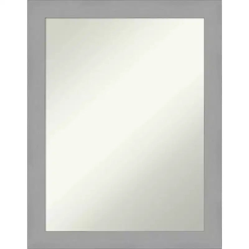 22" x 28" Non-Beveled Brushed Nickel Wall Mirror - Amanti Art: Modern Rectangle, Includes Mounting Hardware