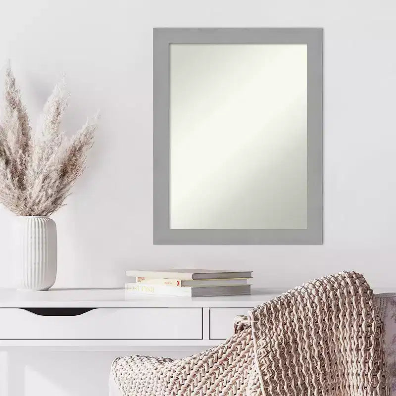 Miroir mural rectangulaire en nickel brossé non biseauté, au style moderne