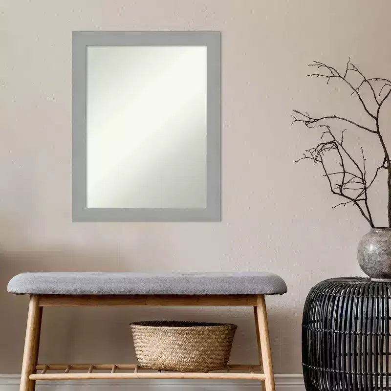 Miroir mural rectangulaire en nickel brossé non biseauté, au style moderne