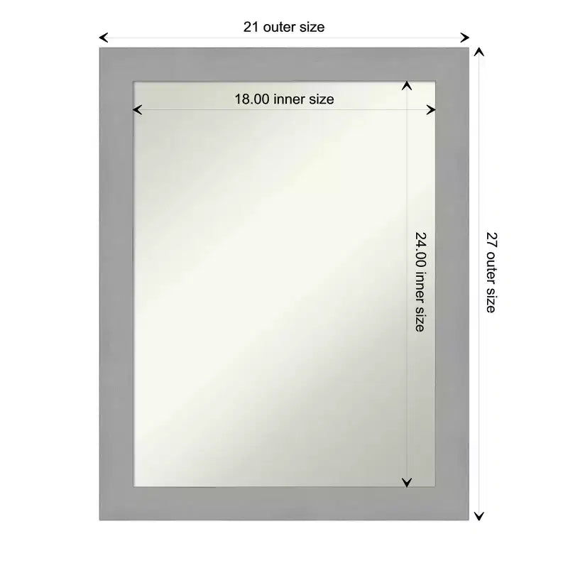 Miroir mural rectangulaire en nickel brossé non biseauté, au style moderne