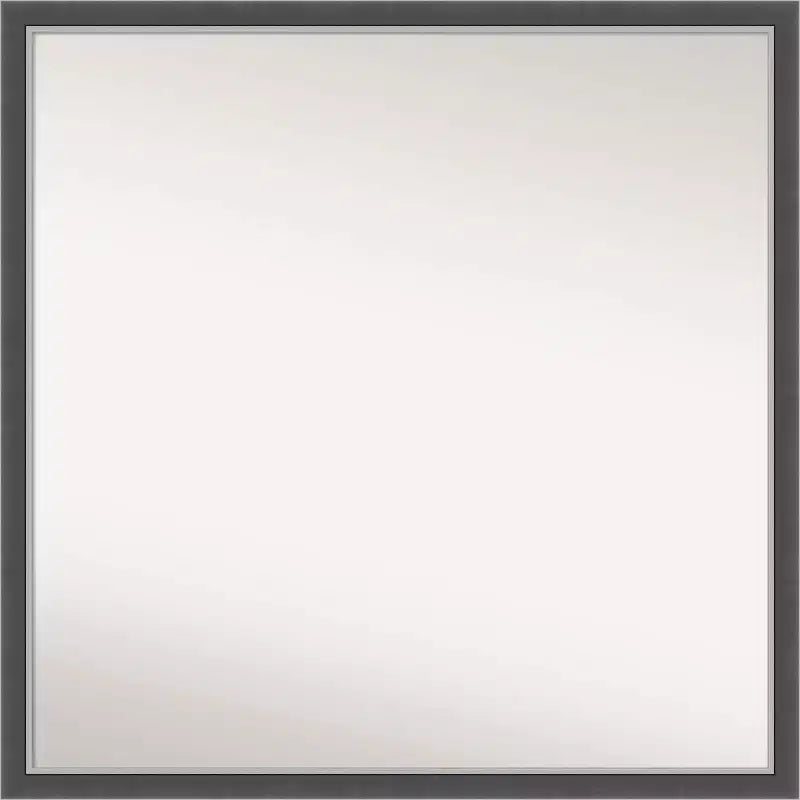 28" x 28" Non-Beveled Eva Black Silver Thin Wall Mirror - Amanti Art: Modern Square Polystyrene Frame, Wall Mounted