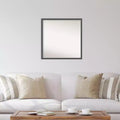 Miroir mural fin noir et argenté non biseauté, cadre carré moderne en polystyrène