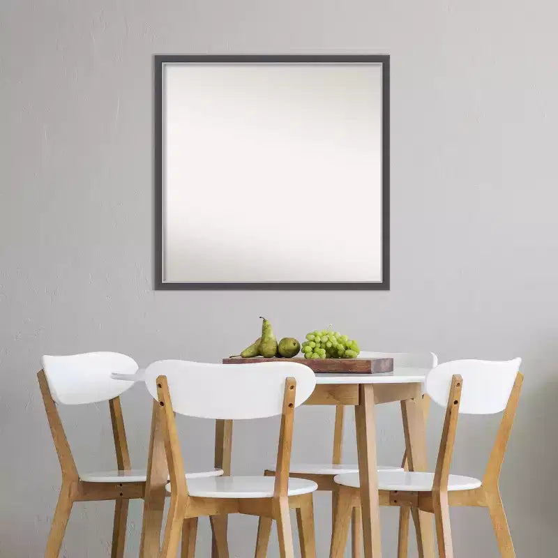 Miroir mural fin noir et argenté non biseauté, cadre carré moderne en polystyrène