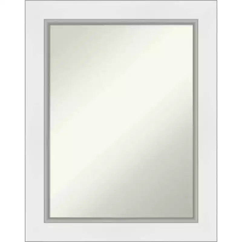 24" x 30" Non-Beveled Eva Bathroom Wall Mirror White - Amanti Art: Rectangle, Polystyrene Frame, Wall Mounted