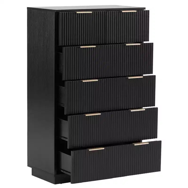 Karl Home 6-Drawer Black MDF 28.35in. W Chest of Drawer