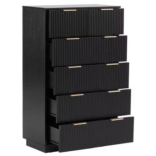 Karl Home 6-Drawer Black MDF 28.35in. W Chest of Drawer