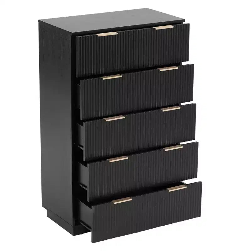 Commode noire à 6 tiroirs de 72 cm de large