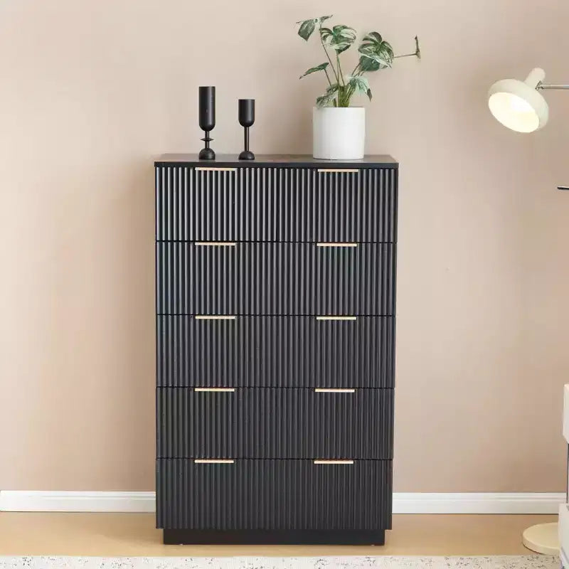 Commode noire à 6 tiroirs de 72 cm de large