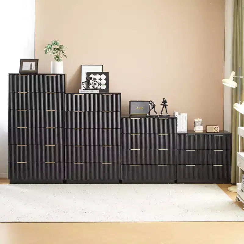 Commode noire à 6 tiroirs de 72 cm de large