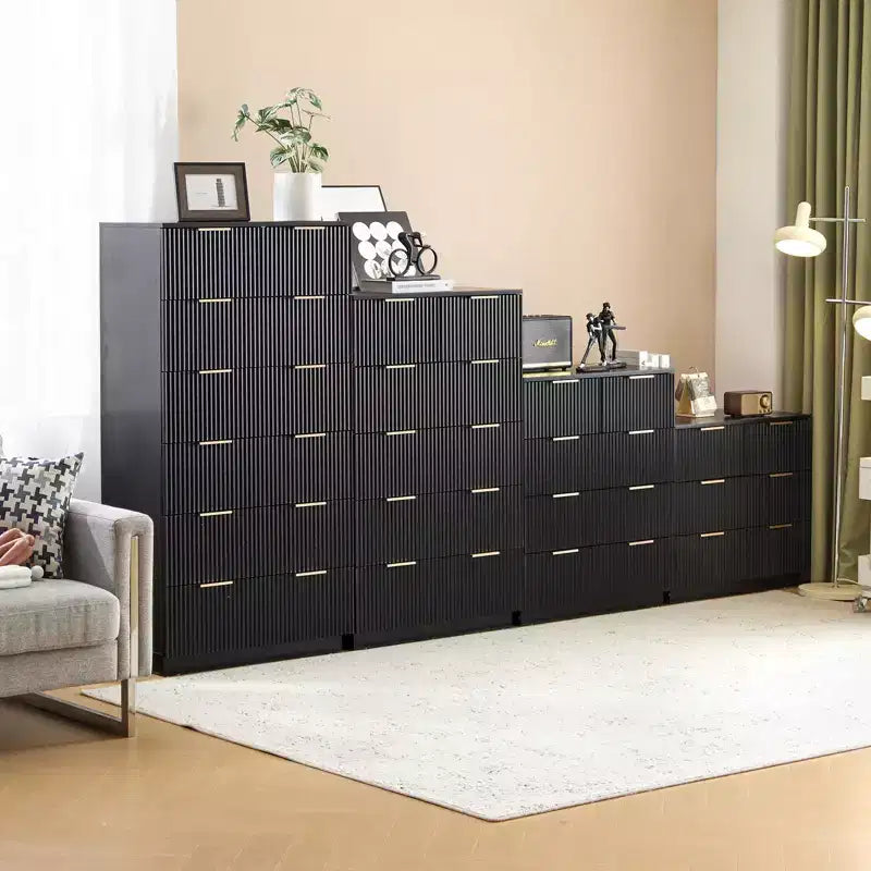 Commode noire à 6 tiroirs de 72 cm de large