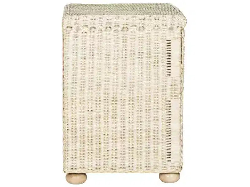 Table de chevet en osier blanchi