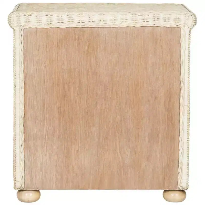 Table de chevet en osier blanchi