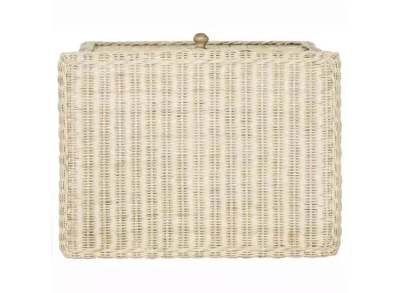 Table de chevet en osier blanchi