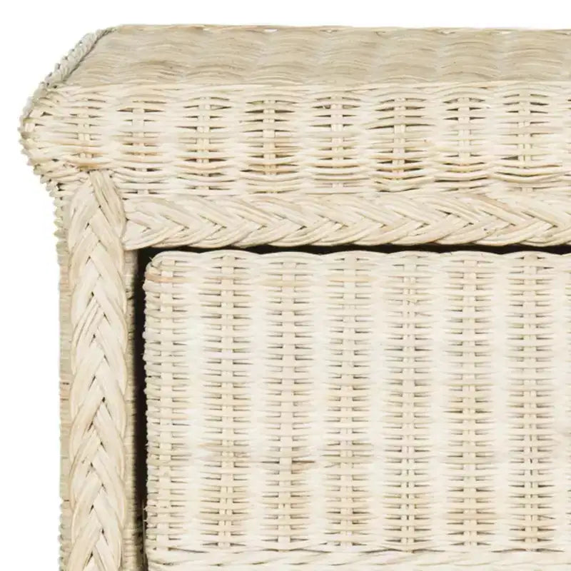 Table de chevet en osier blanchi