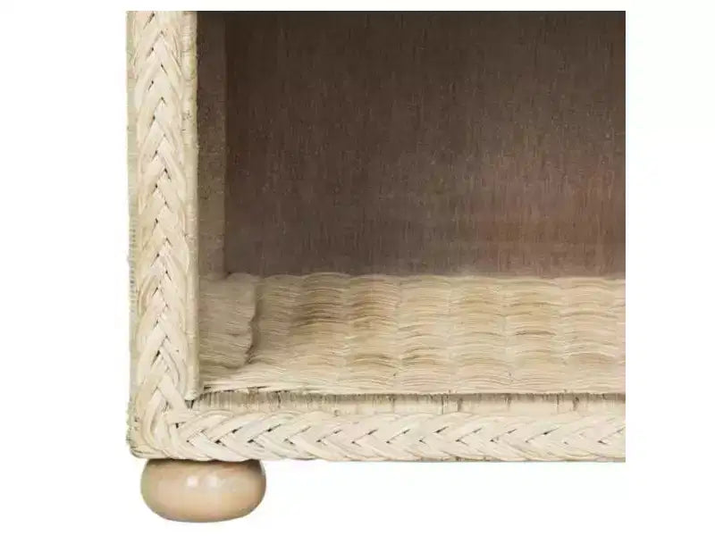 Table de chevet en osier blanchi