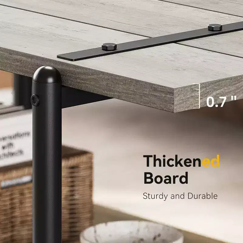Table basse de ferme à double plateau avec étagères de rangement