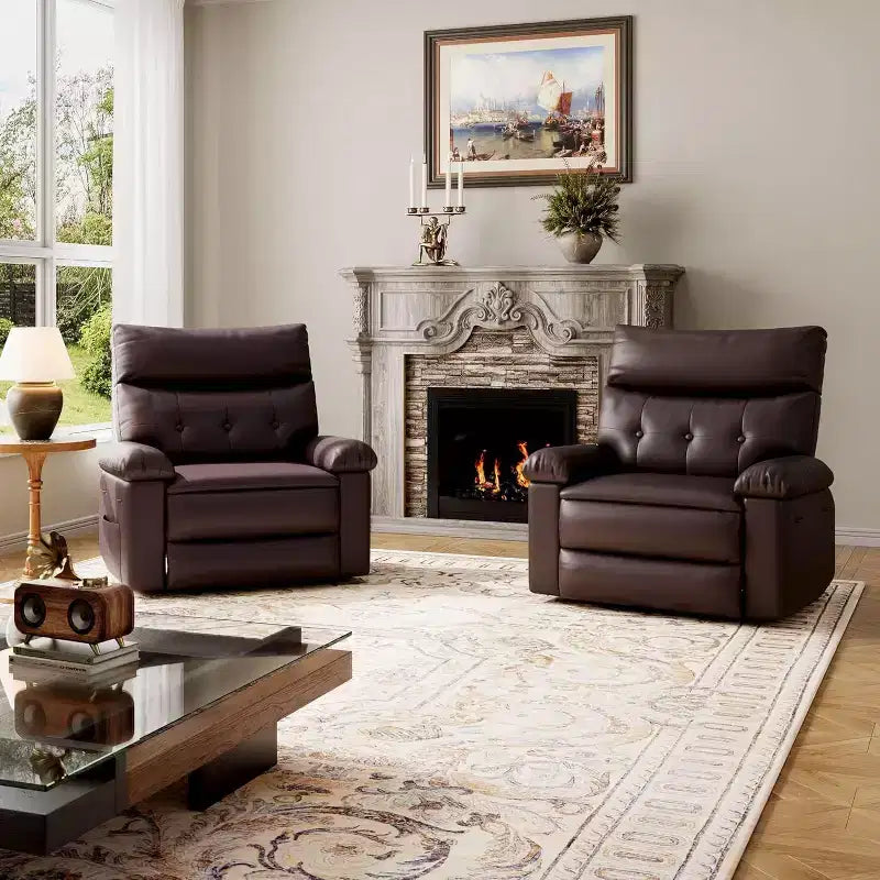 Fauteuil inclinable à bascule pivotant surdimensionné, large fauteuil inclinable manuel en cuir PU