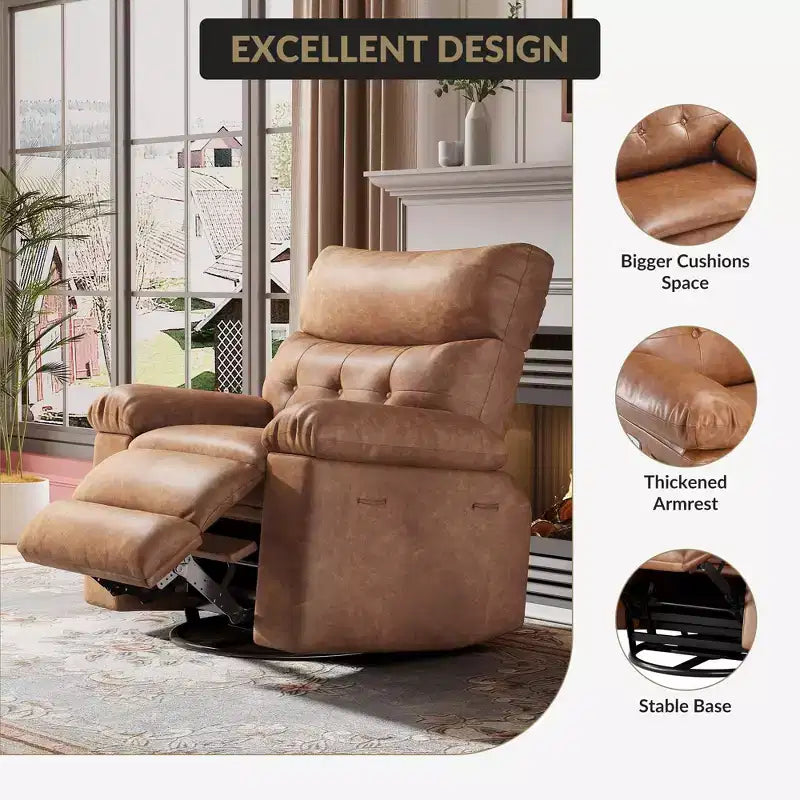 Fauteuil inclinable surdimensionné, fauteuil inclinable manuel avec rembourrage éponge 1,5X