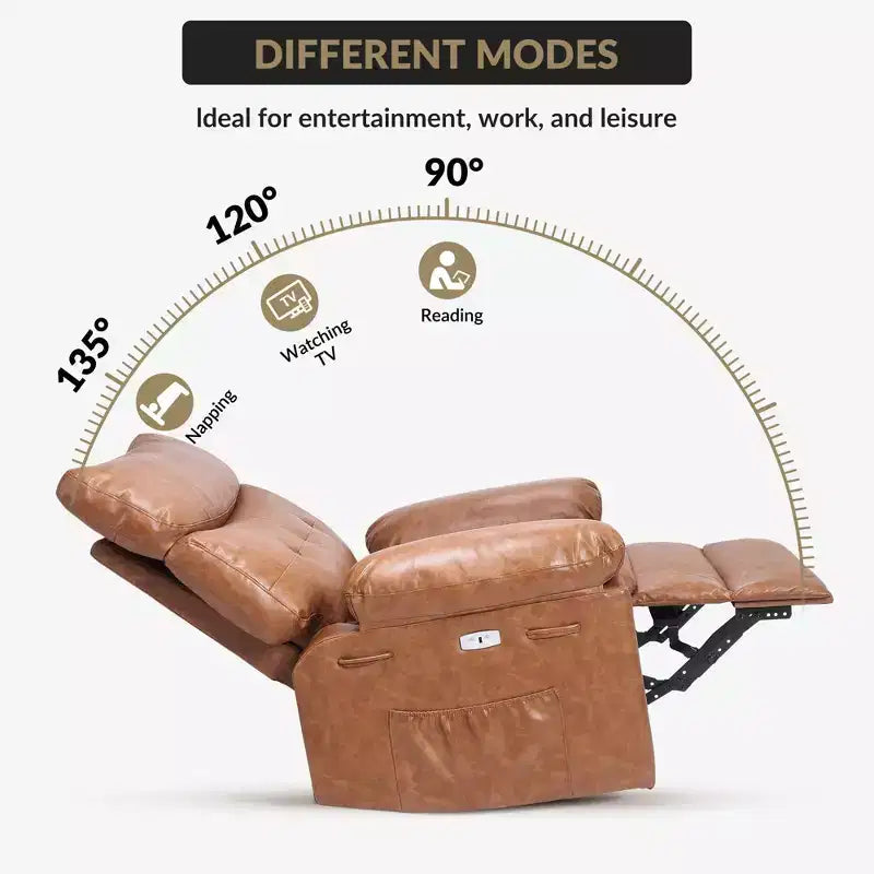 Fauteuil inclinable surdimensionné, fauteuil inclinable manuel avec rembourrage éponge 1,5X