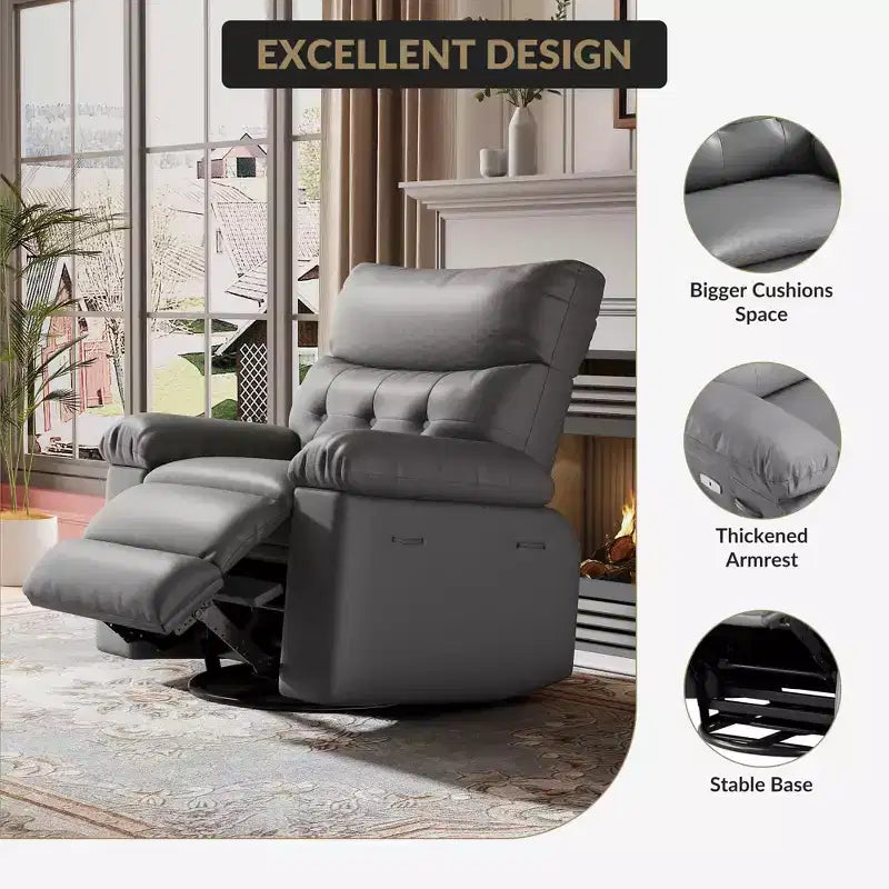 Fauteuil inclinable surdimensionné, fauteuil inclinable manuel avec rembourrage éponge 1,5X