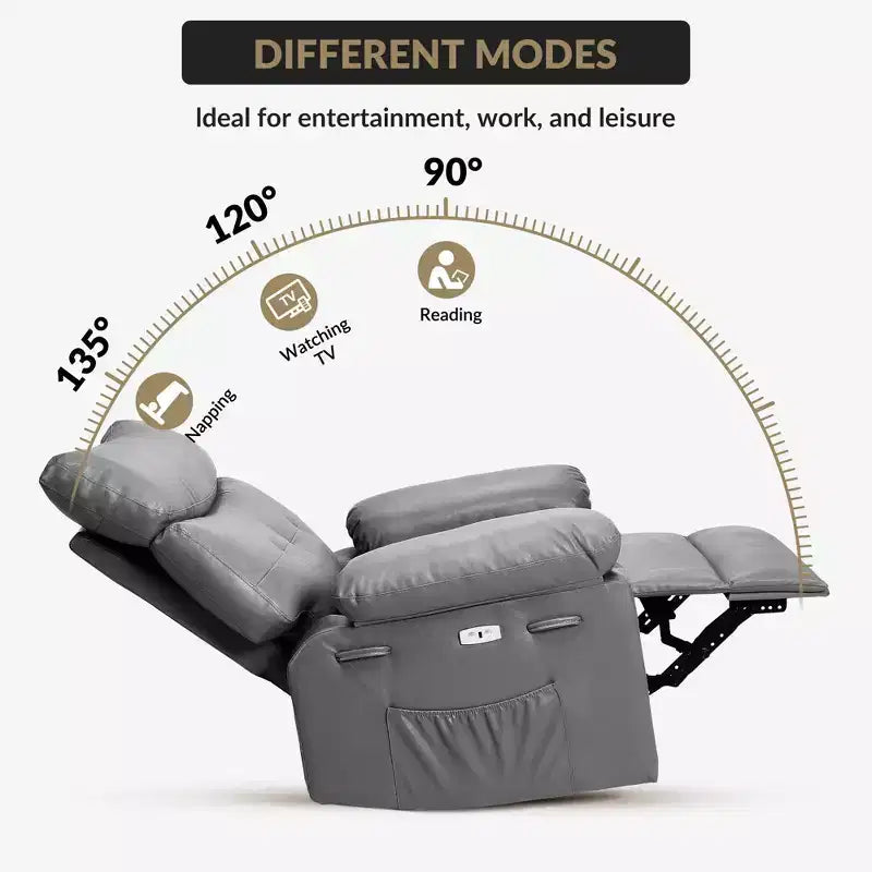 Fauteuil inclinable surdimensionné, fauteuil inclinable manuel avec rembourrage éponge 1,5X
