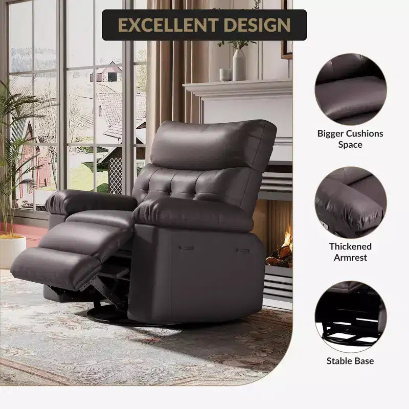 Fauteuil inclinable surdimensionné, fauteuil inclinable manuel avec rembourrage éponge 1,5X