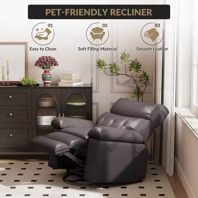 Fauteuil inclinable surdimensionné, fauteuil inclinable manuel avec rembourrage éponge 1,5X