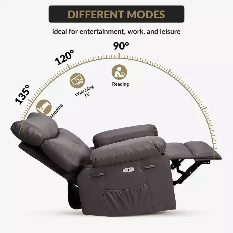 Fauteuil inclinable surdimensionné, fauteuil inclinable manuel avec rembourrage éponge 1,5X