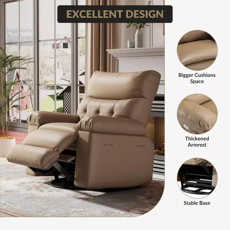Fauteuil inclinable surdimensionné, fauteuil inclinable manuel avec rembourrage éponge 1,5X