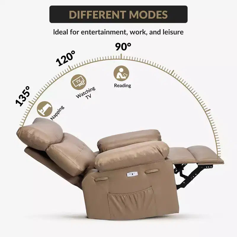 Fauteuil inclinable surdimensionné, fauteuil inclinable manuel avec rembourrage éponge 1,5X
