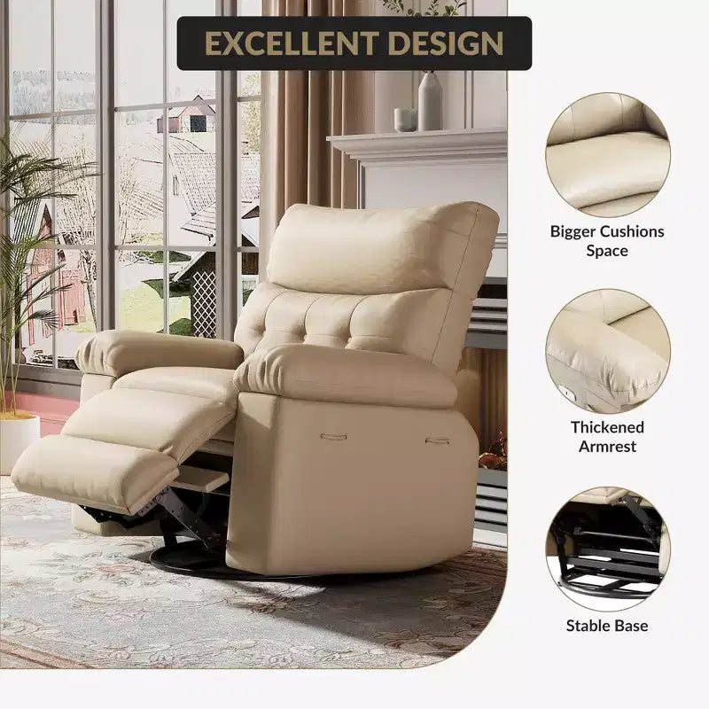 Fauteuil inclinable surdimensionné, fauteuil inclinable manuel avec rembourrage éponge 1,5X