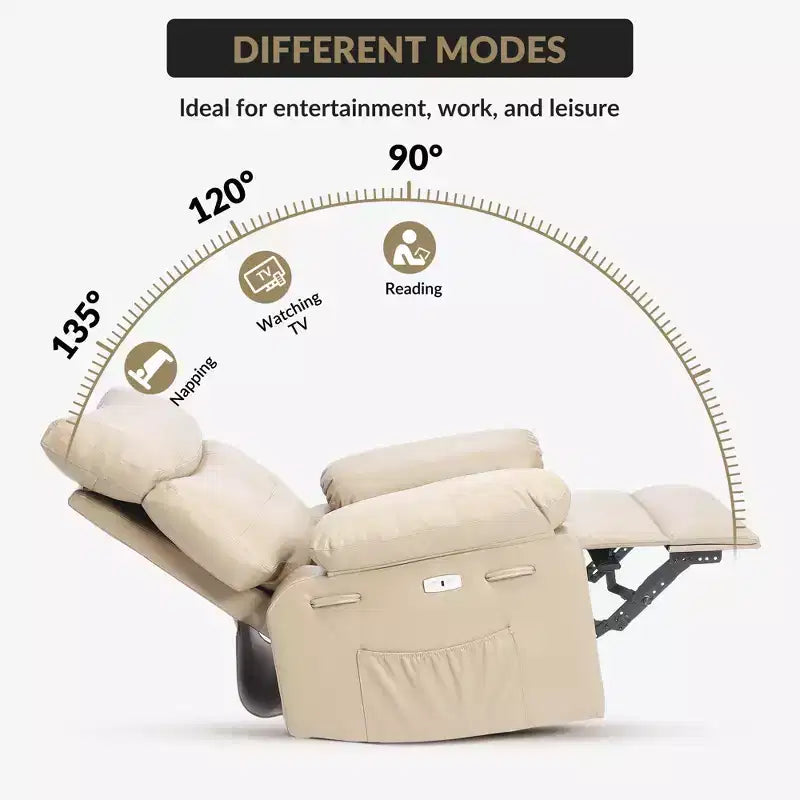 Fauteuil inclinable surdimensionné, fauteuil inclinable manuel avec rembourrage éponge 1,5X