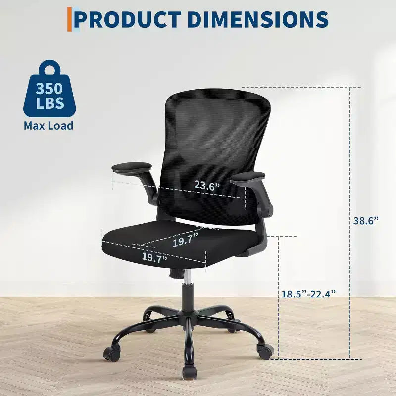 Chaise de bureau ergonomique à dossier haut en maille grise, hauteur réglable
