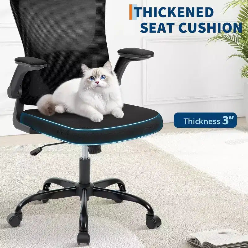 Chaise de bureau ergonomique à dossier haut en maille grise, hauteur réglable