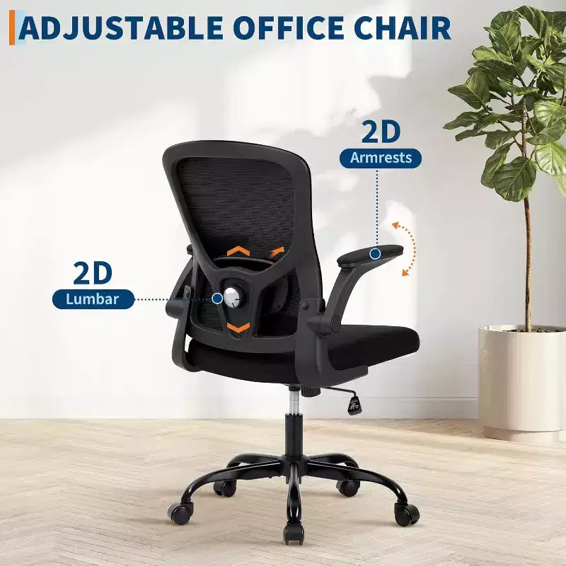 Chaise de bureau ergonomique à dossier haut en maille grise, hauteur réglable