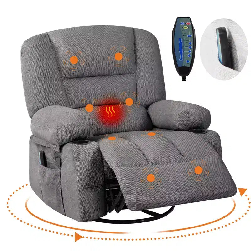 Fauteuils inclinables pivotants à 360° avec massage vibrant et chauffage