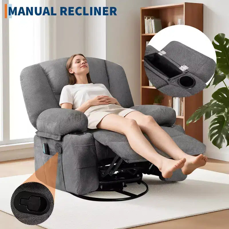 Fauteuils inclinables pivotants à 360° avec massage vibrant et chauffage