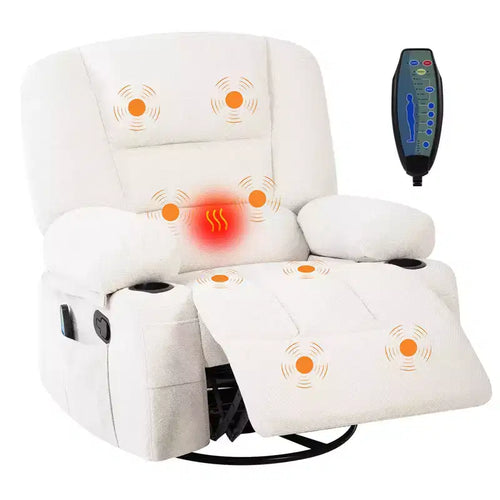Fauteuils inclinables pivotants à 360° avec massage vibrant et chauffage