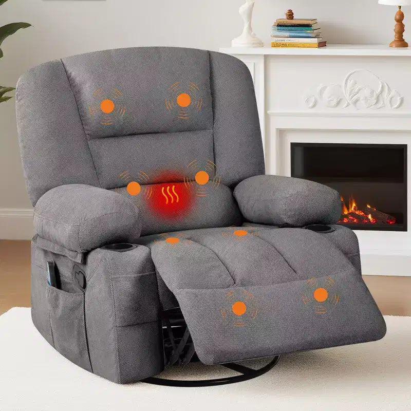 Fauteuils inclinables pivotants à 360° avec massage vibrant et chauffage