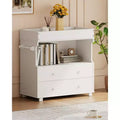 Baby Changing Table Dresser,Modern Wooden Diaper Changing Station with 2 Drawers,Multi-Functional Infant Diaper Station for Nursery Room, Bedroom