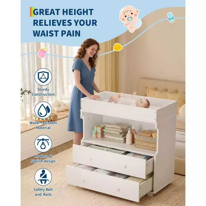 Commode à langer pour bébé, table à langer moderne en bois