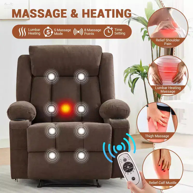 Fauteuil inclinable, Canapé inclinable manuel avec massage et chaleur