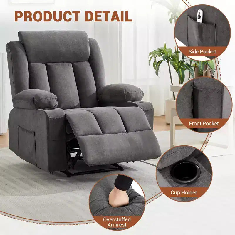 Fauteuil inclinable, Canapé inclinable manuel avec massage et chaleur