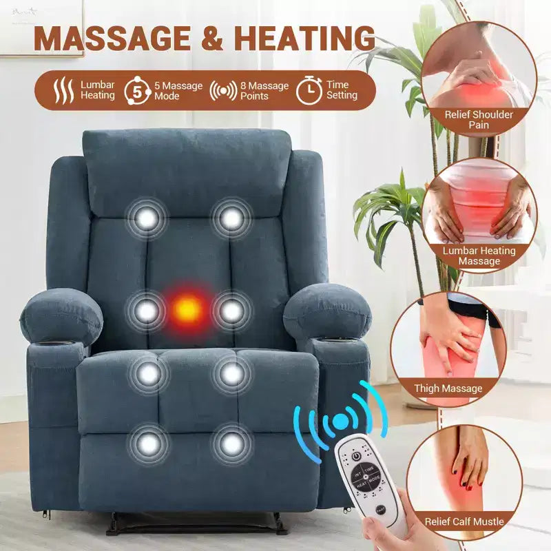 Fauteuil inclinable, Canapé inclinable manuel avec massage et chaleur